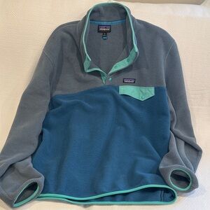 Patagonia Men's Two-Tone Blue & Gray Fleece Synchilla Snap-T Pullover XL